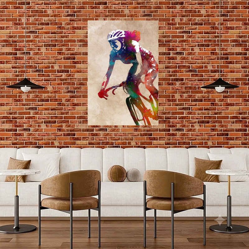 «Vibrant Cycling Spirit», art mural contemporain, 48" H x 32" W