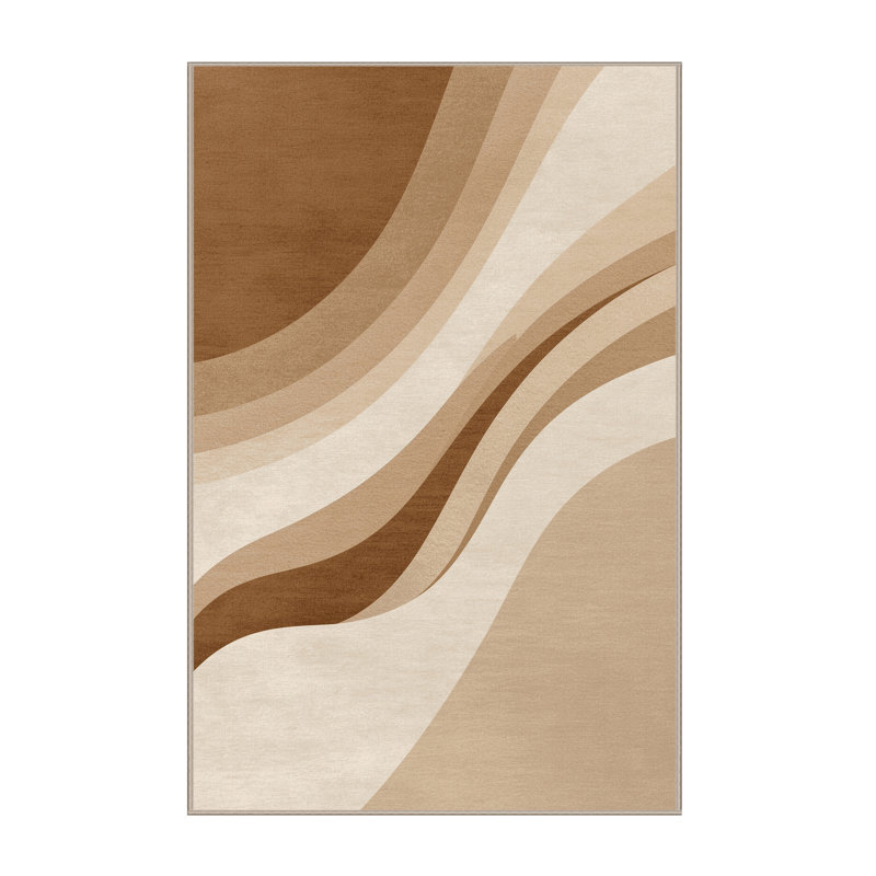 Tapis ombré contemporain Wynsum lavable à la machine en brun - reliure beige, 8 x 10