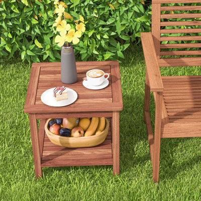 Square Acacia Solid Wood Outdoor Side Table , 18 " W 18 " D