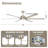 Modern 65" Crewe Standard LED Ceiling Fan with Remote Control and Glass Shade, 6 Aluminum Blades 