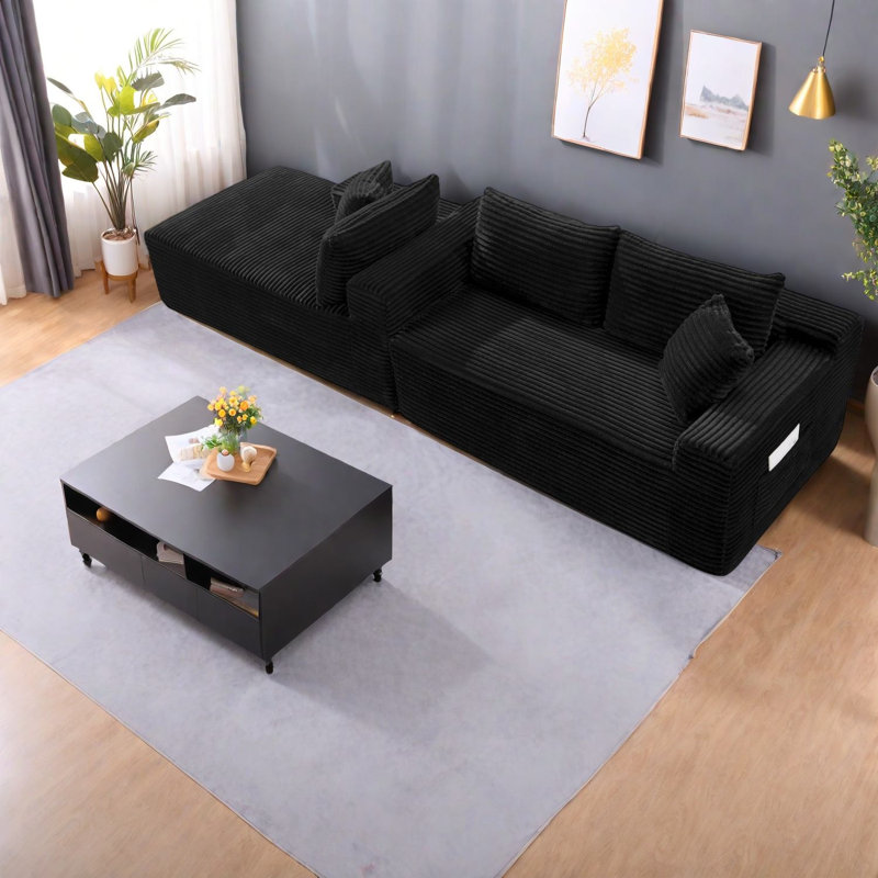 Canapés modulaires à compression, canapé en L moderne en velours côtelé pour la maison