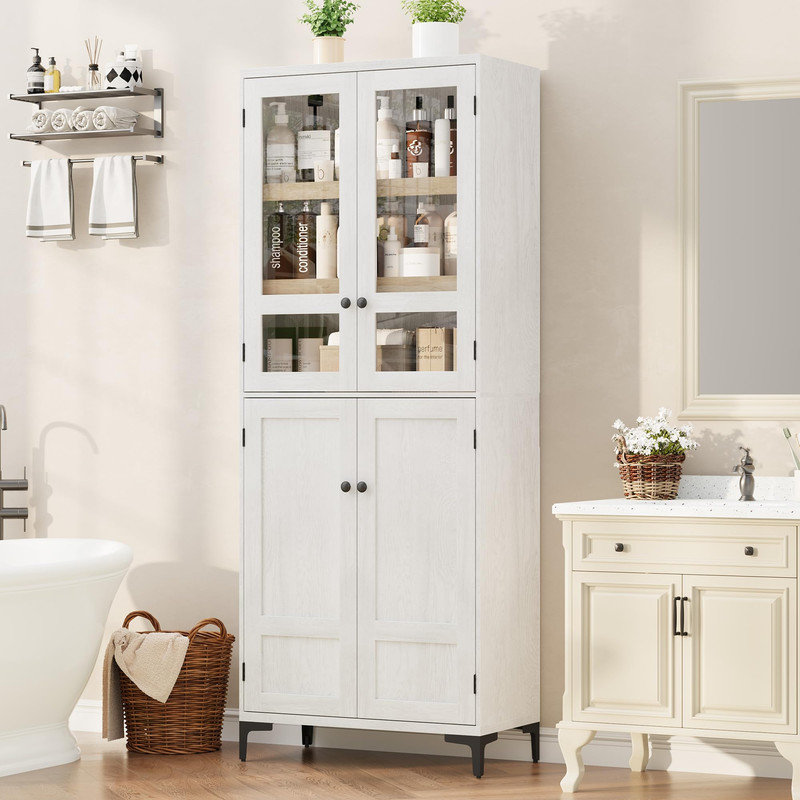 Armoire de rangement de 71 pouces de hauteur - garde-manger et armoire de salle de bain avec 4 portes et tablettes réglables pour la cuisine, la salle à manger ou la salle de bain