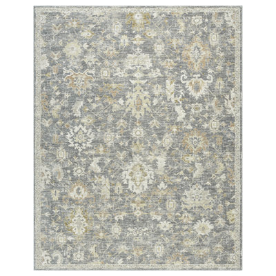 Fortuna Traditional Floral Filigree Performance Woven Indoor Area Rug