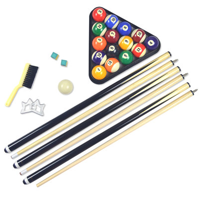 Hathaway Pool Table Accessories Kit - Pool Sticks Set of 2, 16 Billiard Balls, Pool Rack Triangle, Brush, Chalk, & Bridge Stick with Aluminum Head - Billiards Accessories for Gameplay