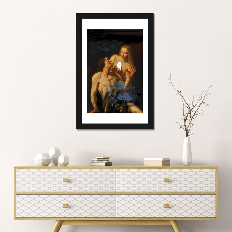 « original sin », impression sur toile, H 24 po x l 16 po x P 1 po, Papier d'art encadré noir, Blanc