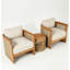 Ensemble de conversation d'extérieur en bois d'acacia avec coussins crème Guzal