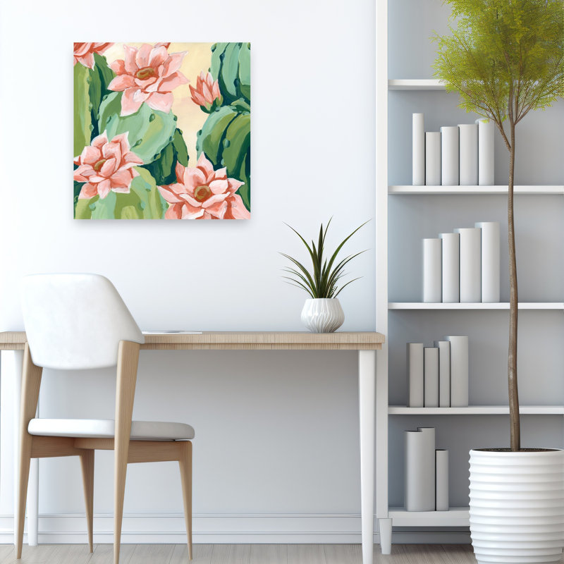 Fleurs du désert | Affiche murale abstraite et contemporaine représentant un paysage de cactus et de fleurs succulentes
