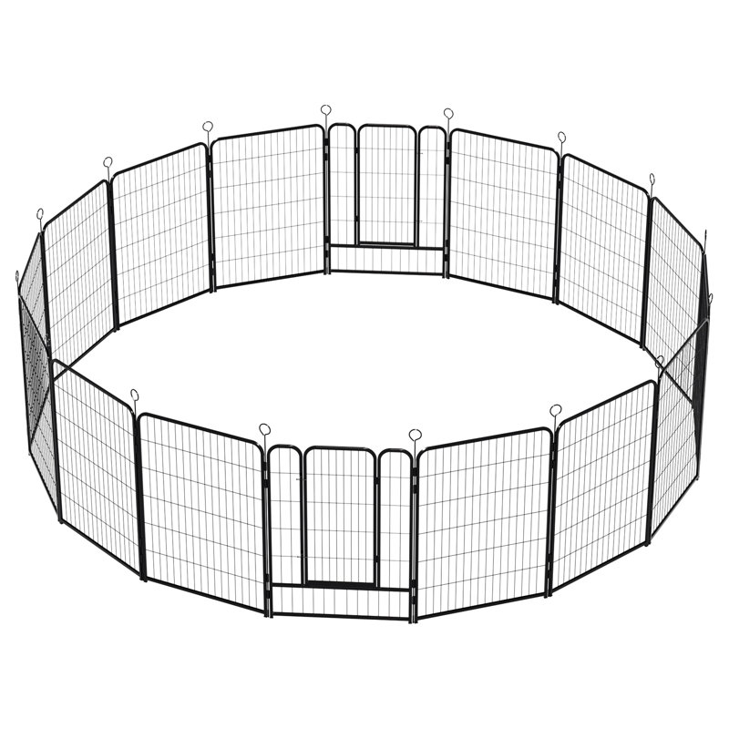 Enclos pour animaux de 40 po de hauteur robuste en métal 40 po, 16 panneaux avec barrière autobloquante, forme réglable, rouille, sans outils, réglage automatique de la gravité pour l'intérieur et l'extérieur