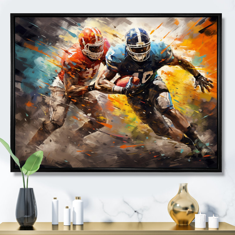 Football The Winning II - Sports Wall Decor, H 34 po x l 44 po x P 1,5 po, Cadre flottant noir