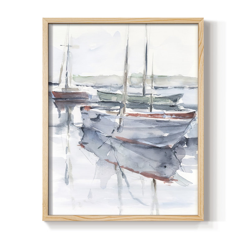 Watercolor Harbour Study I Framed Print - Solid Wood, 11" H x 9" W