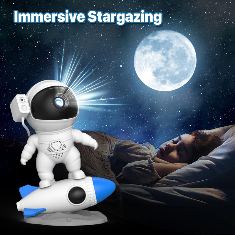 [Spring Glow up]  Galaxy Projector Light with Astronaut Design, Portable Rocket Man LED Light featuring Timing Function. Ideal for Bedroom, Game Room, and Various Settings, Decorative Night Light with 12 Galaxies in 1