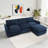 100" Chenille Sectional Couch With Two Ottomans-259962185