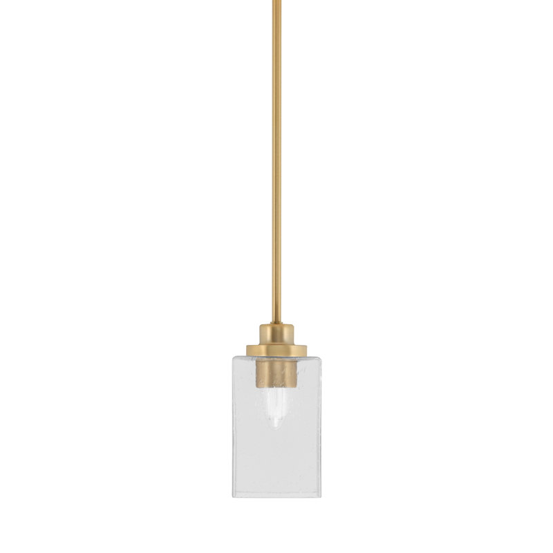 Mini-luminaire suspendu suspendu Odyssey, fini laiton nouvel âge avec verre de 4 po, H 7,75 po x l 4 po x P 4 po