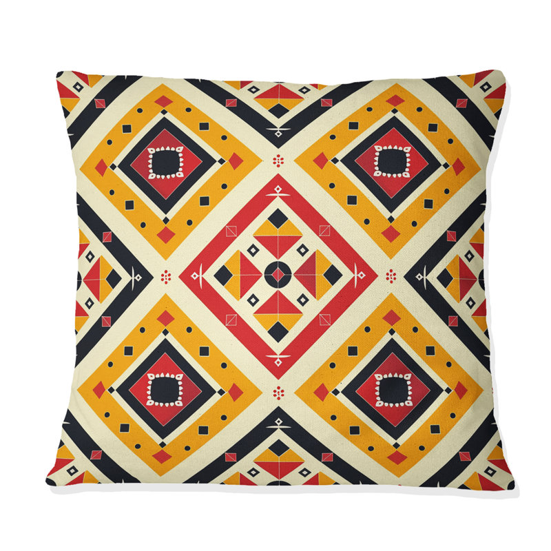 Coussin Red Aztec Tiles III - Tiles, H 16 po x l 16 po