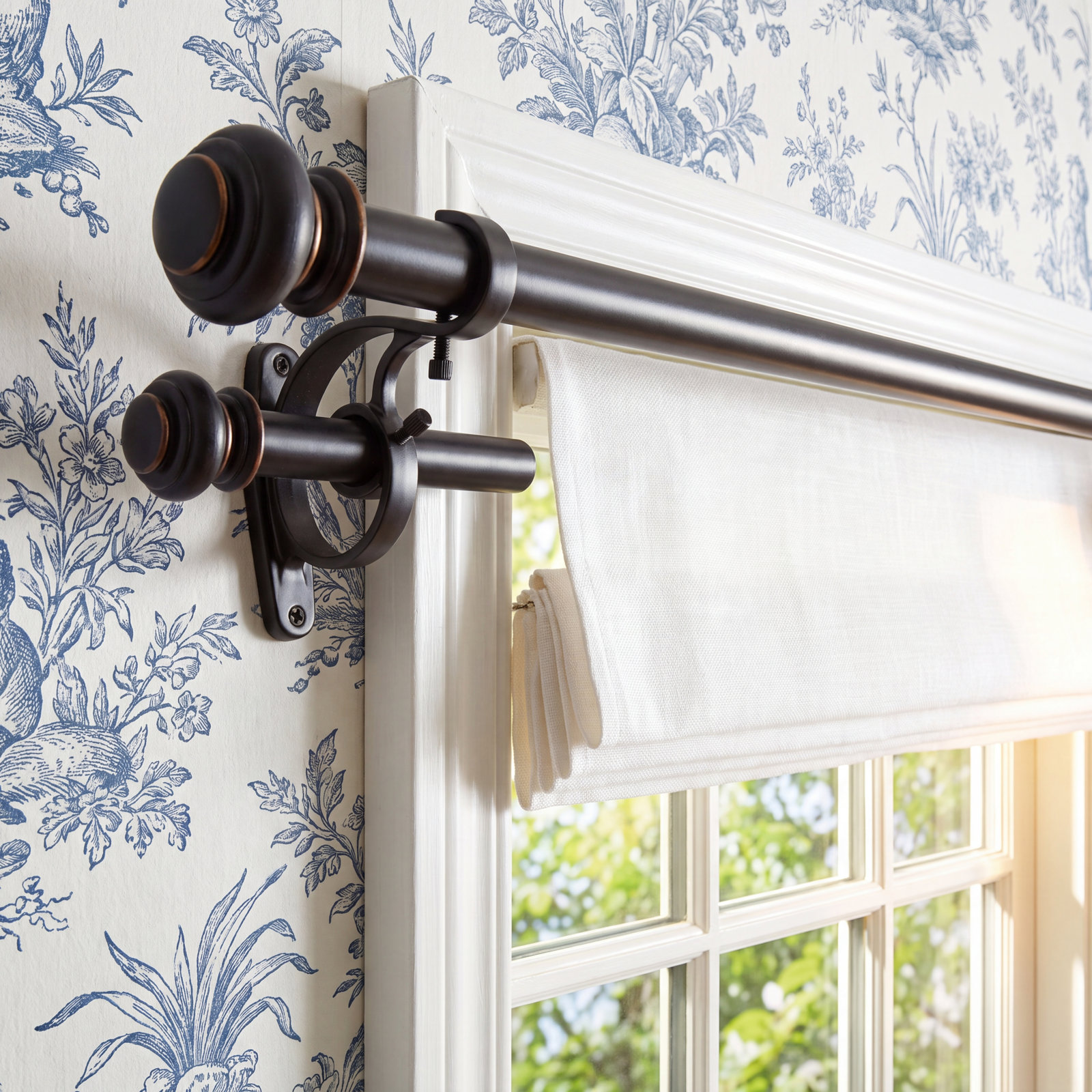 Cherryl Double Curtain Rod, 36"-72" W, Antique Bronze