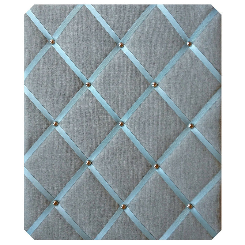 Fabric Covered, 60cm H x 48cm W, Duck Egg Blue/Chrome