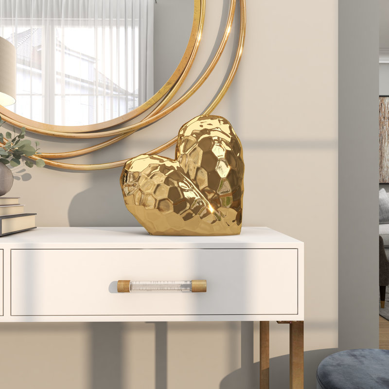 Sculpture en porcelaine Almera, H 7,75 po x l 7,95 po x P 3,45 po, Doré