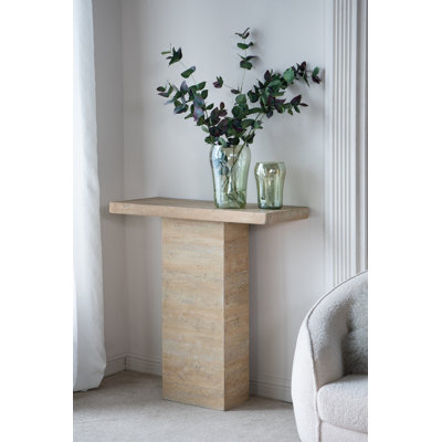 Table basse 35,5 po x 14 po x 35,5 po avec base en piédestal, oxyde de magnésium, mélange de styles contemporain, industriel, minimaliste et moderne, idéale pour les espaces de vie élégants