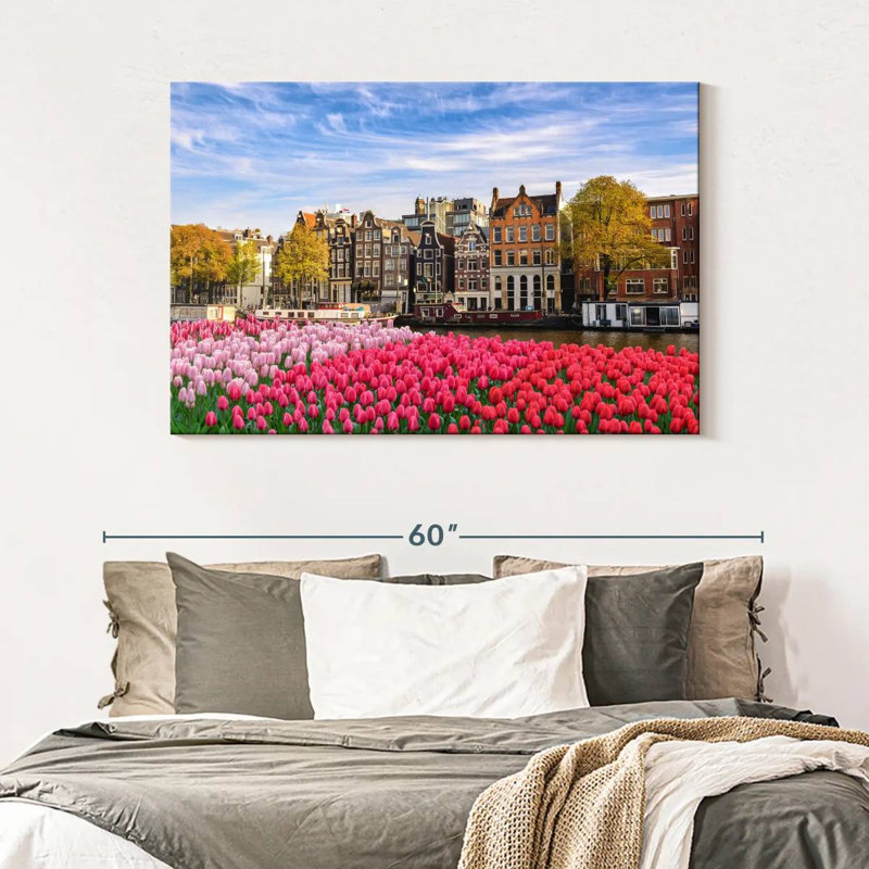 Tulipes du canal Sirci à Amsterdam, H 32 po x l 48 po