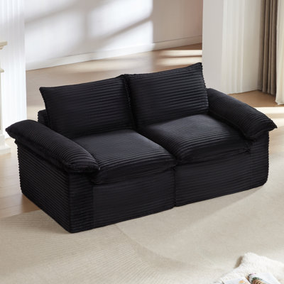 80.3"Modern Living Room Corduroy Cloud Sofa, Modular Sofa With Free Combination, Frameless And Bone-Free Design, No Assembly Required, Compressed Pack