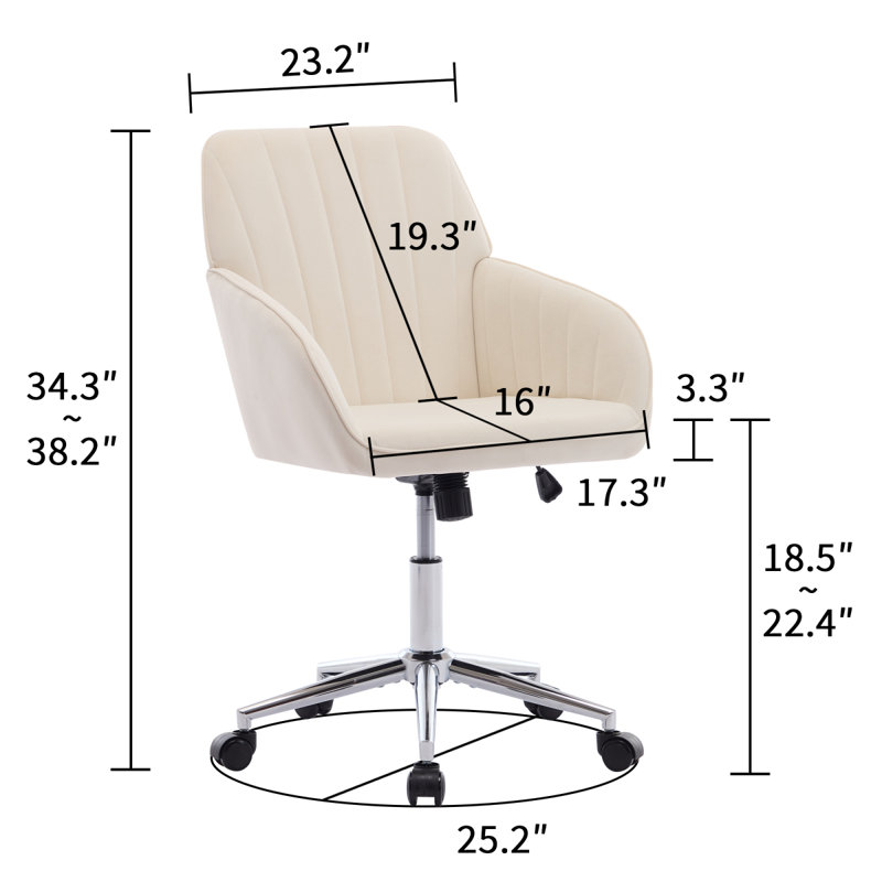 Adjustable Office Chair, Ergonomic Swivel Chair, Backrest Seat, Comfortable For Long Sitting, Silver, Cream