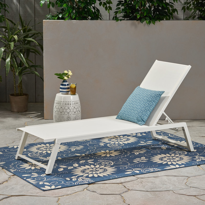 Petrie Outdoor Metal Chaise Lounge, White