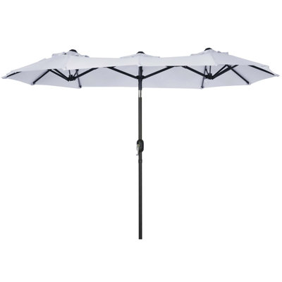 Outsunny Double-Sided Patio Umbrella 9.5' Large Outdoor Market Umbrella With Push Button Tilt And Crank, 3 Air Vents And 12 Ribs, For Garden, Deck, Po -  Arlmont & Co., 871EBE57D0BF4AEAB6F93F892C6358BD
