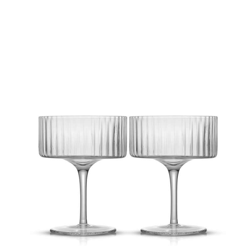 JoyJolt Elle Fluted Coupe Martini Glasses, 10oz
