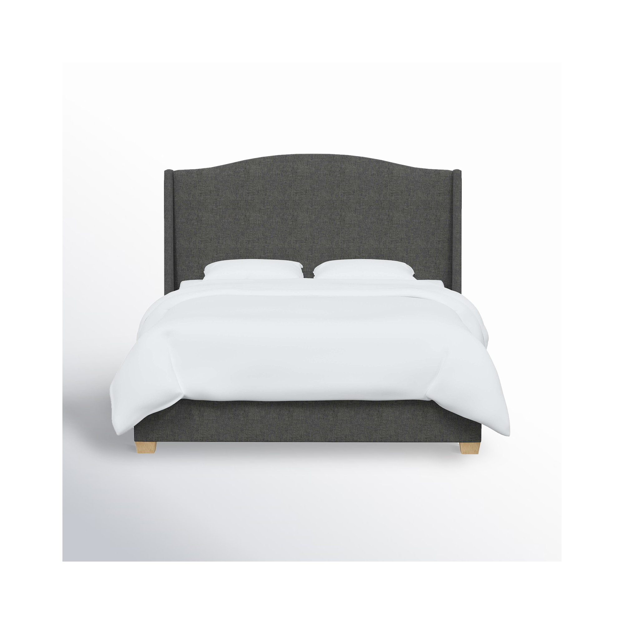 Allis Upholstered Wingback Bed, Zuma Charcoal Textured Linen, Twin