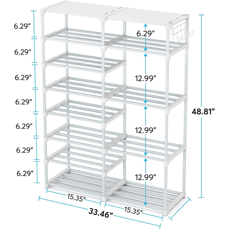 32 Pair Stackable Shoe Rack, White