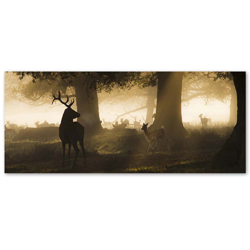 Painting on canvas, deer in the fog, 40cm H x 120cm W
