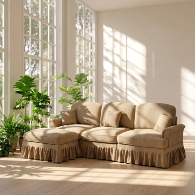 Canapé modulaire avec repose-pieds en chenille l 107,1 po x P 55,1 po x H 36,6 po Aurelia