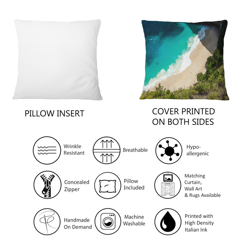 Vue aérienne de la plage tropicale V - Coussin décoratif imprimé nautique et côtier 1