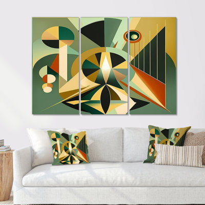 Geometric Invocation Muted Retro Color - Midcentury Wall Art Print Set