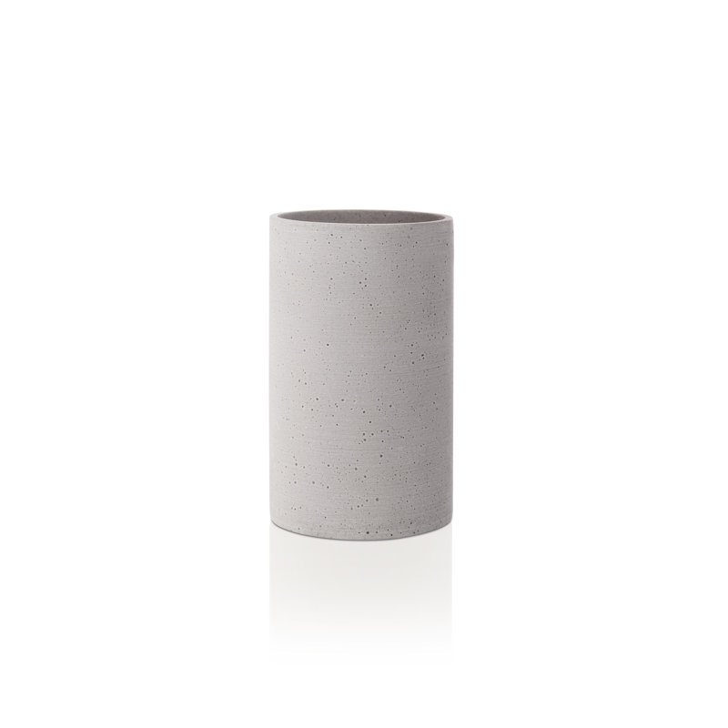 Elegant Bouquet Metal Table Vase in Dark Gray, Round Shape