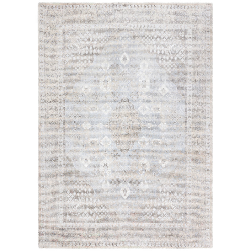 Beige and Sand Hand-Tufted Wool and Viscose Rectangular Rug