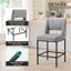 Tabouret de comptoir en lin 26,4 po avec structure en métal Jenie-514292247