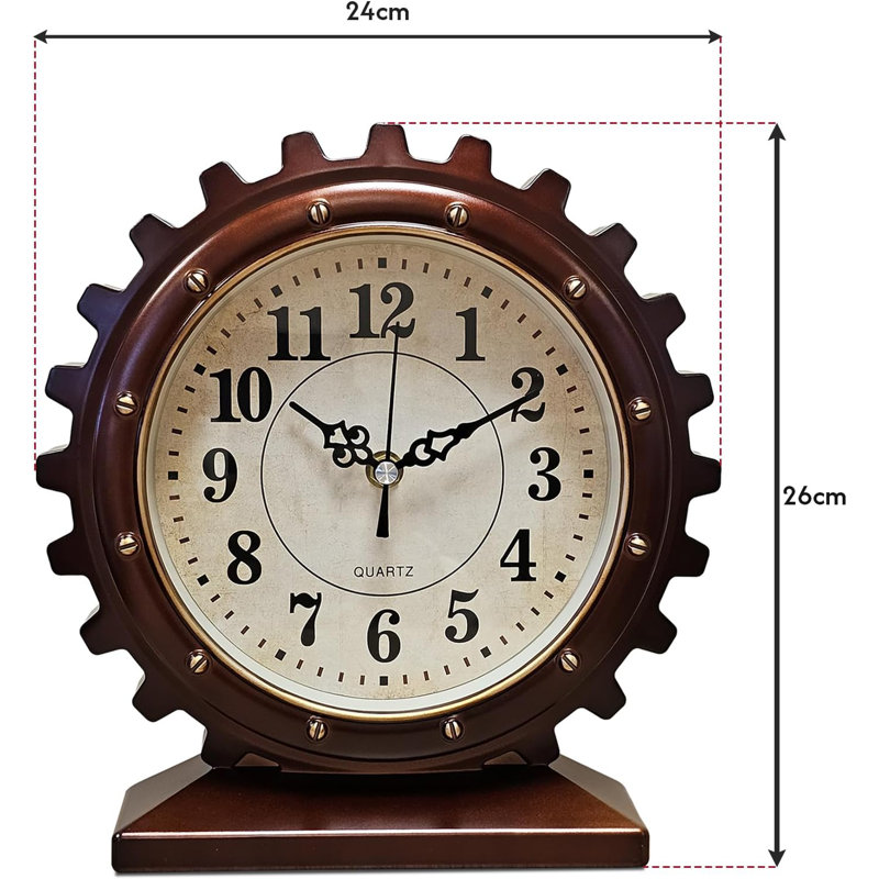 Amairani Analog Electric Tabletop Clock, Dark Brown