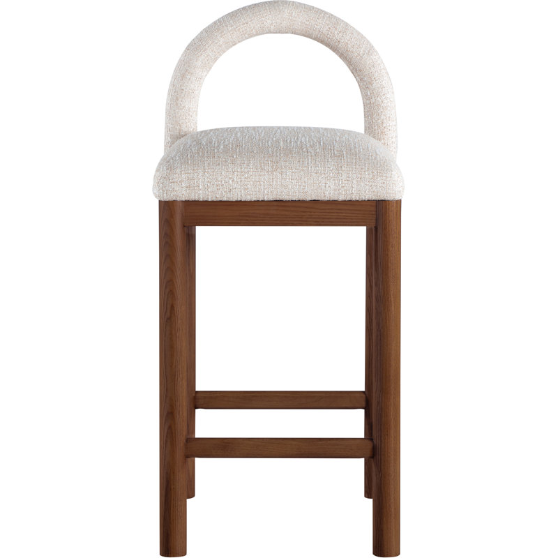 Conrad Letcher Linen Textured Fabric Counter Stool, Beige Fabric Seat/Brown Frame