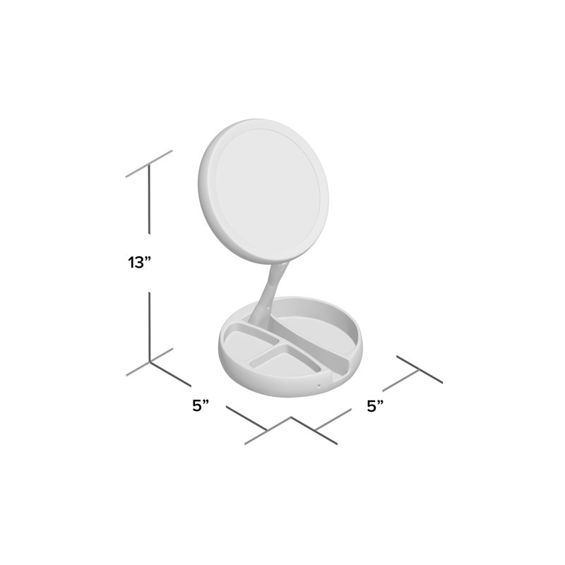 Glass Round Mirror, White