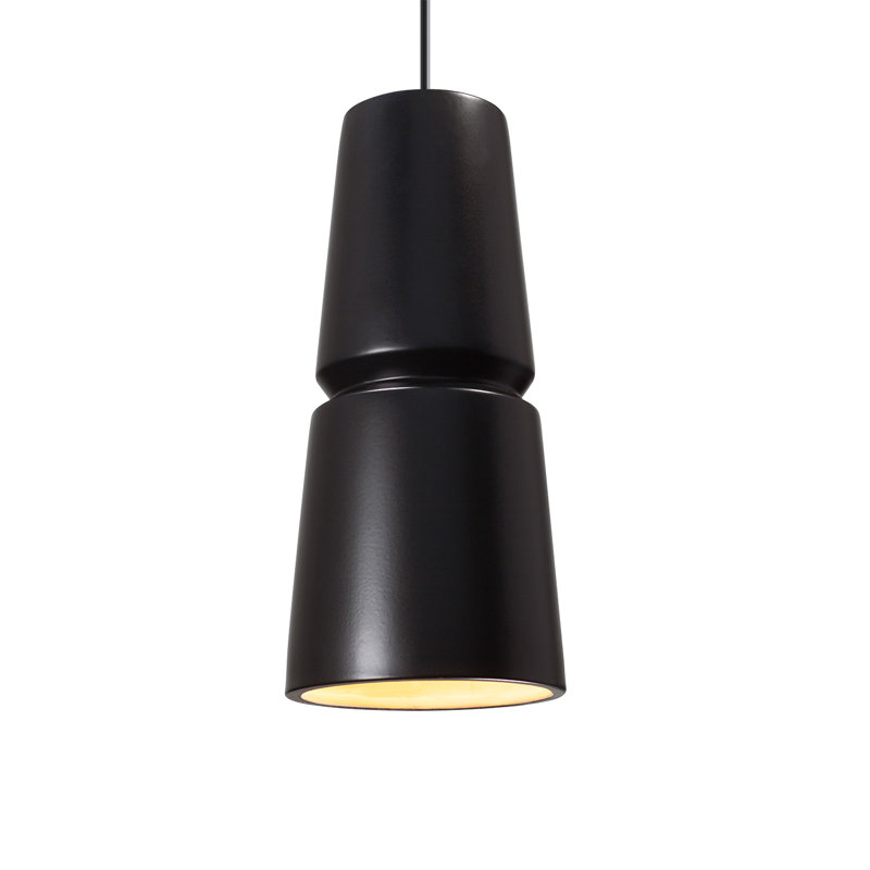 Luminaire suspendu conique à 1 lumière Logan, Noir mat, Noir mat carbone, H 13,5 po x l 6 po x P 6 po