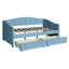 Lit de jour bleu rembourré avec deux tiroirs et lattes de bois substantielles - taille simple tactile-213643712