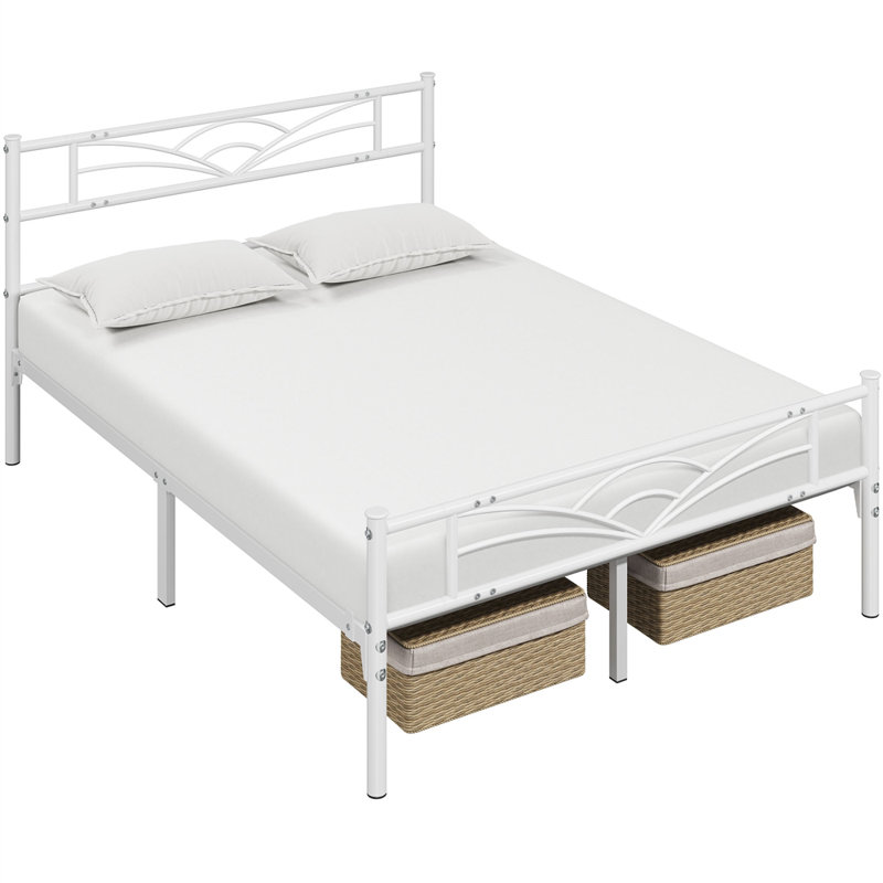 3Ft Single Metal Bed Frame, White, Double (4'6)