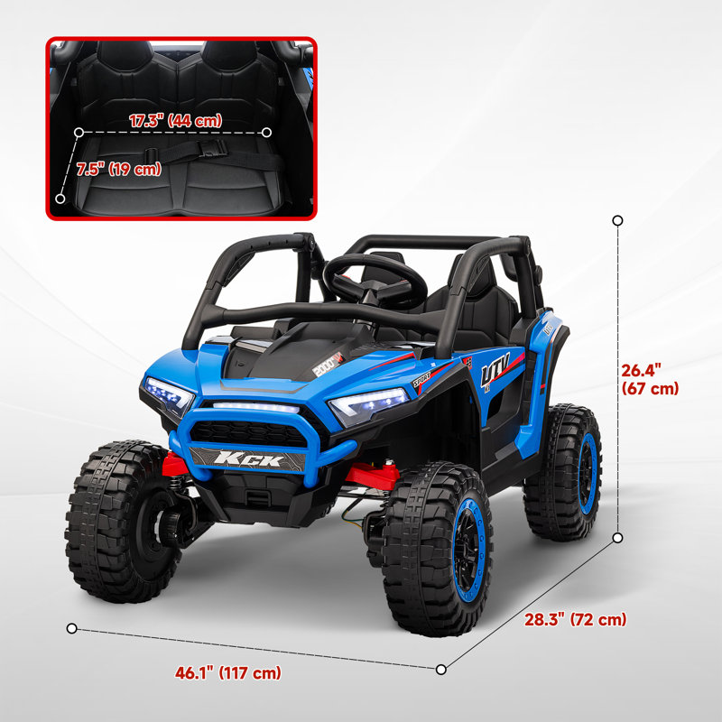 2 places 24V 7AH sur camion avec suspension à ressort, télécommande, bleu