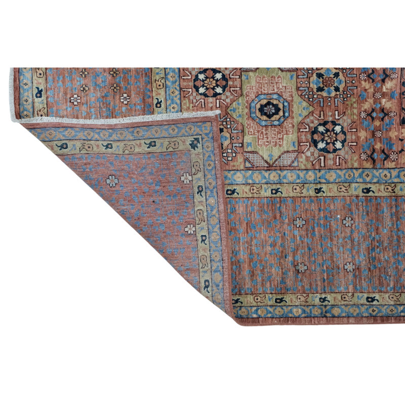 High-Quality Hand-Knotted Blue And Red Area Rug