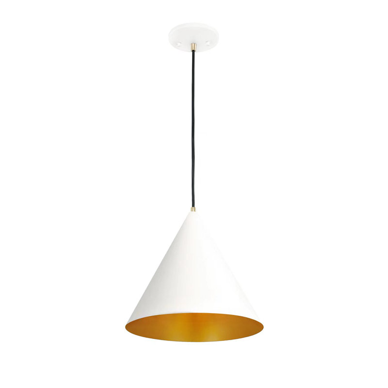 Luminaire suspendu conique 1 lumière Conos - L 14 po x l 14 po, Blanc mat