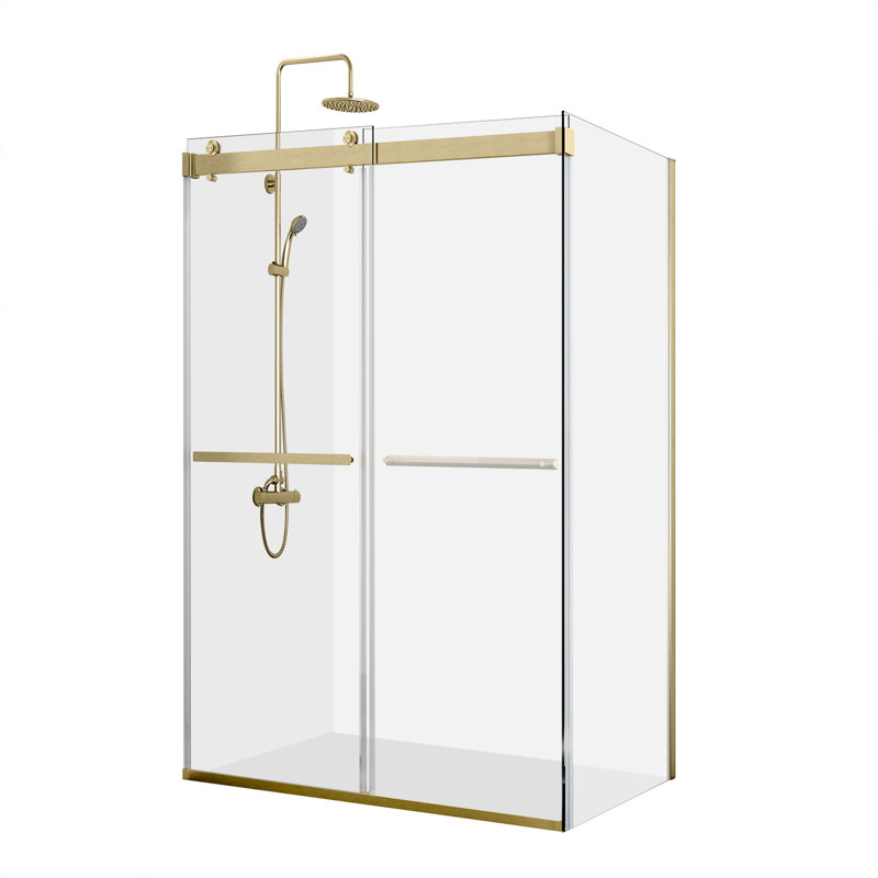 Spezia 60.6'' W 76'' H Semi-Frameless Rectangle Reversible Shower Enclosure