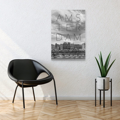 «Amsterdam Canal And Bikes Minimalist Abstract Architecture City», art mural