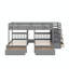 Lit superposé double au-dessus de simple et double, construit avec des sections de rangement-518452169