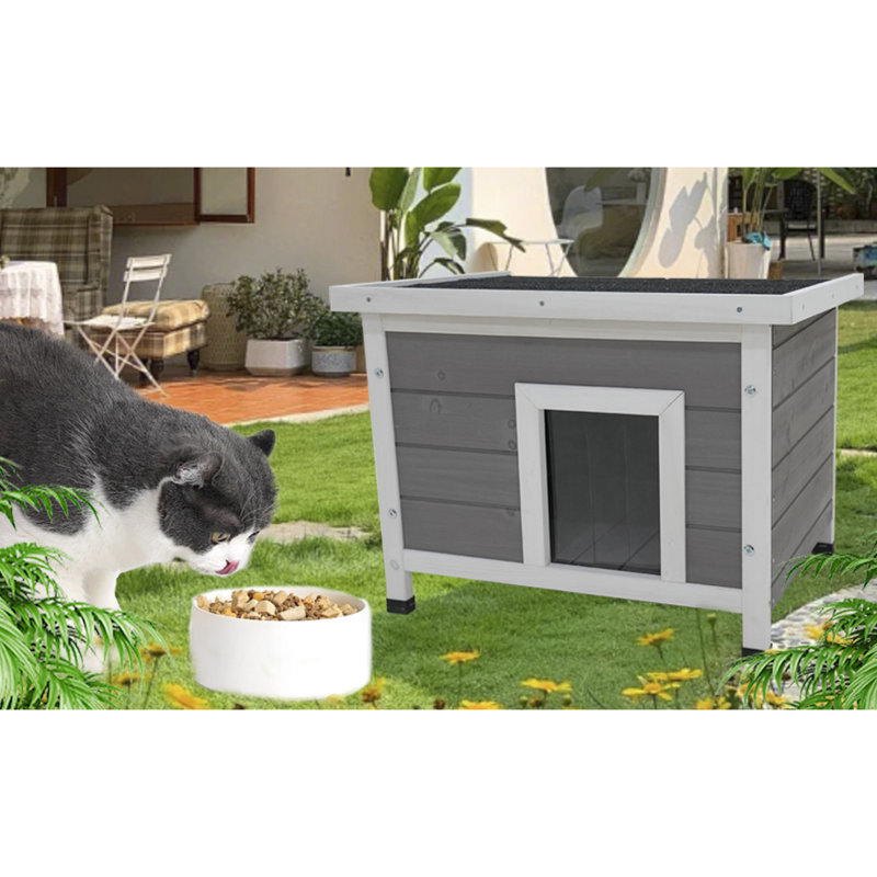 Maison pour petits animaux gris - facile à assembler et lapin en bois massif offrant une maison confortable pour les lapins